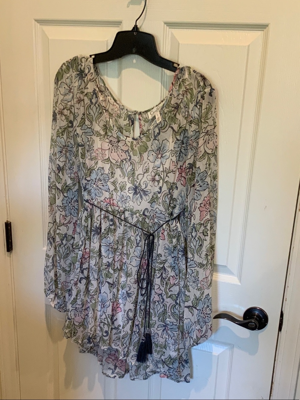 Jessica Simpson Pastel Floral Peasant Tunic — Pink, Blue, Green, Cream
